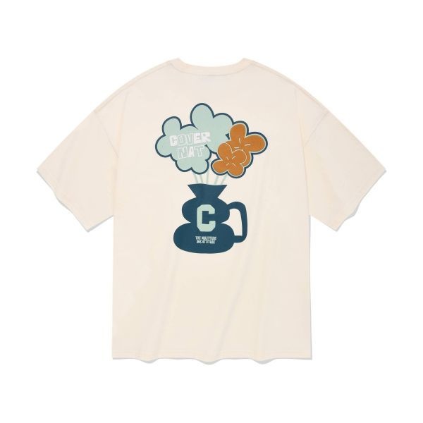 커버낫 COVERNAT 플라워 베이스 티셔츠 아이보리 CO2402ST16IV 399305_이미지