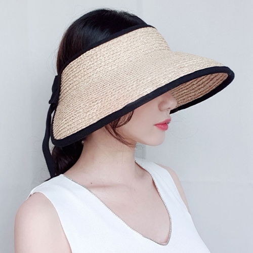 이코마켓 라피아햇 바캉스 휴가 밀짚 라탄 썬캡 모자 선캡 햇빛차단 챙모자 리본썬캡_이미지