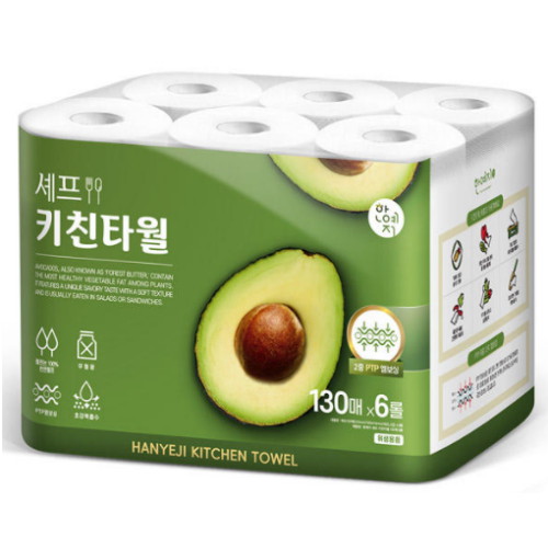 한예지 ㅤ셰프 키친타올 130매 (6롤) *2팩_이미지