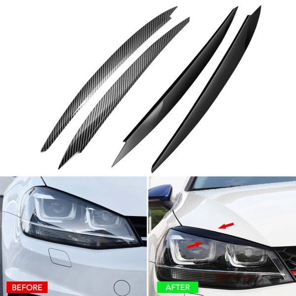 헤드 골든베리A VW 골프 7 Vii Gti GTd R MK7 2013-2017 라이트 눈썹 눈꺼풀 커버 트림 ABS 탄소 섬유..