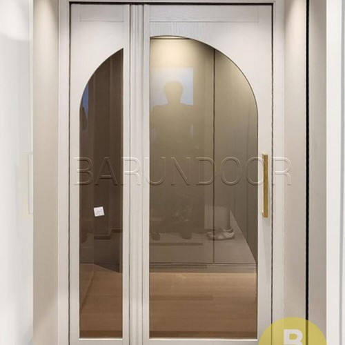 바른도어 아치형 화이트 브론즈강화유리 폴딩스윙중문