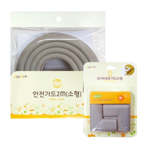 생활낙원 아가드 모서리 보호가드 고급형 2p + 안전가드 소형 2m 1p 그레이 1세트