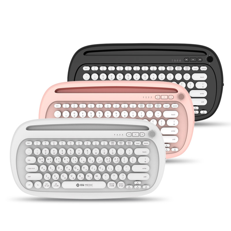 이큐웨어 이큐메딕 Sanitize-BK1 항균 거치형 레트로 블루투스 키보드 (화이트)