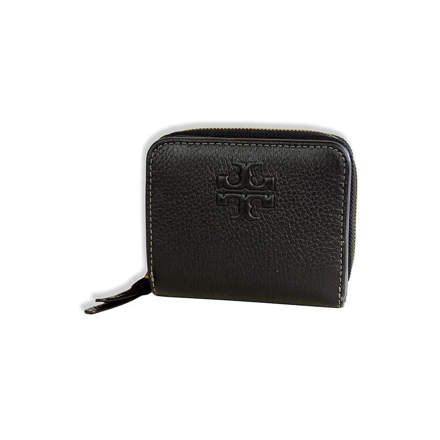 토리버치 바이폴드 테아 여성 146463 지퍼 페블 가죽 어라운드 월렛, 블랙_이미지