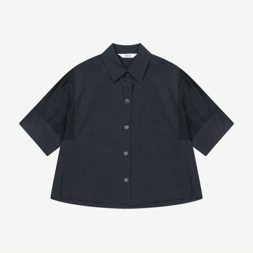 베스띠벨리 배색 와이드 5부 셔츠형 자켓E2157B