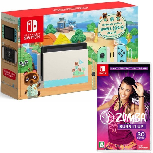 Nintendo 닌텐도 스위치 동물의 숲 에디션 4인용 게임 패키지 (줌바 번 잇 업)
