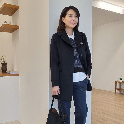 쉬즈마담 J31772 도나 테일러드 울 하프코트 하객룩 울코트_이미지