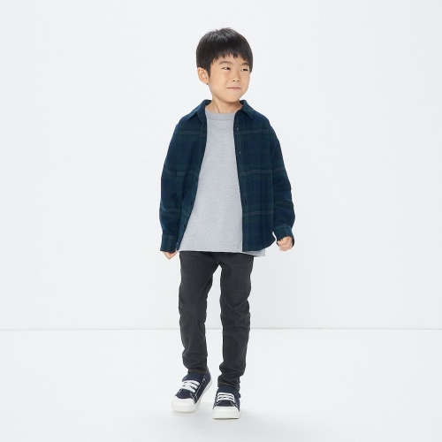 MUJI 키즈 양모 기모 플란넬 긴소매 셔츠 CB1H2A3A_이미지