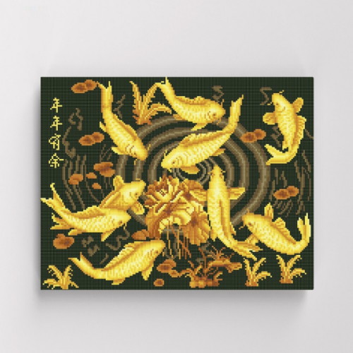 아이러브페인팅 DIY 캔버스형 보석십자수 황금 잉어