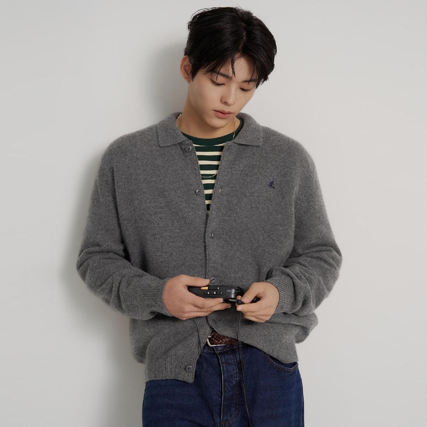 빈폴 멘 Essential 푸즈예티 칼라넥 카디건 애쉬 BC6X5AE234