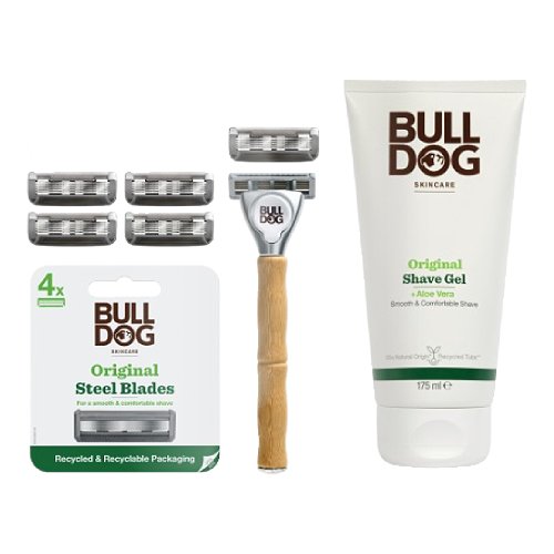 불독 오리지널 밤부 + 면도날 (면도기1개+날4개+젤)_이미지