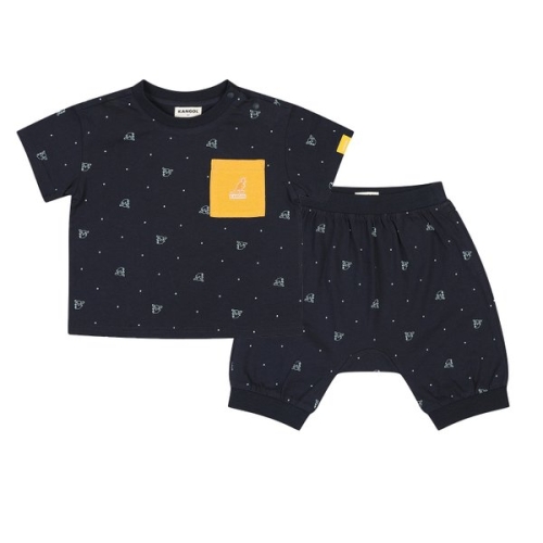 에스제이키즈 캉골키즈 베이비 루 올오버 프린트 세트웨어 SB 0A04 네이비 BSBCSE0A040NV