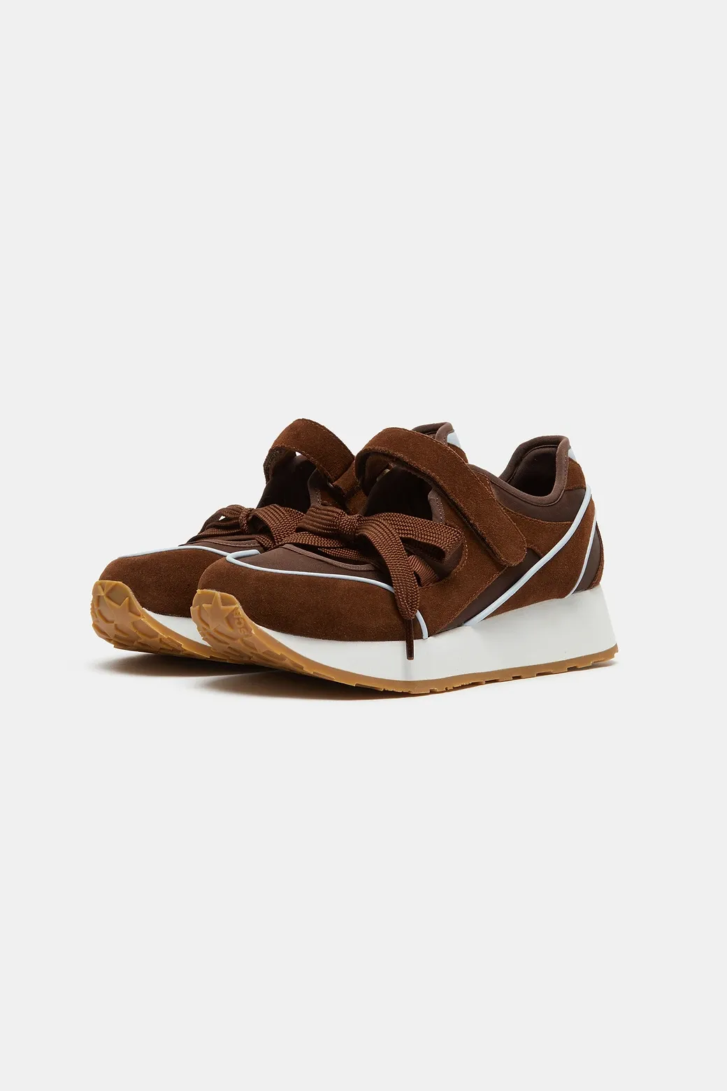 슈콤마보니 Layered ribbon sneakers brown DG4DA26513BRN