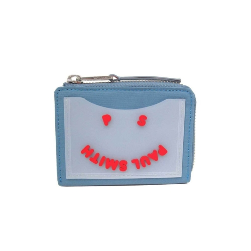 폴스미스 PAUL SMITH 페이스 로고 캔버스 집어라운드 카드 지갑 LIGHT BLUE M2A 6821