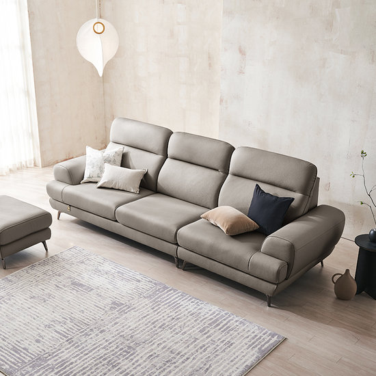 다우닝 디오스 전체 천연면피가죽 소파 4인용 (스툴별도)_이미지