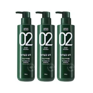 아모스프로페셔널 녹차실감 샴푸액 지성타입 500ml (3개)_이미지