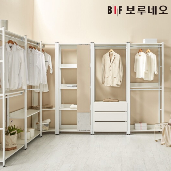 BIF보루네오 아이든 시스템 행거 철제 드레스룸 코너장 800_이미지