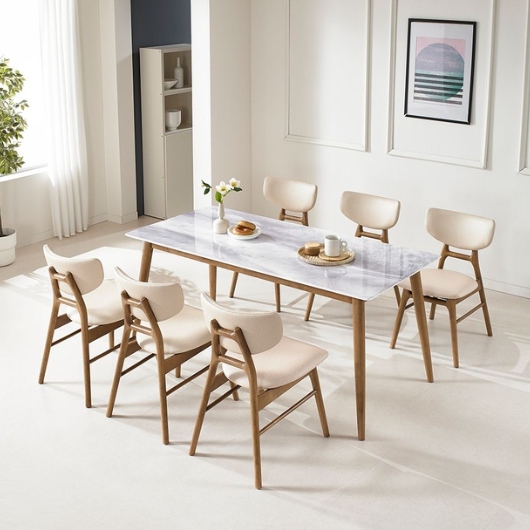 로드퍼니처  베른 천연 투광석 대리석 식탁 1700 (의자6개)