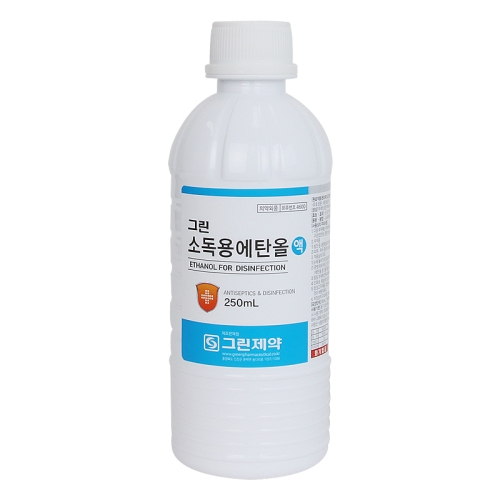 그린제약 소독용 에탄올 83% 250ml 소독제 알콜 절단솜 소독약_이미지