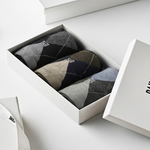 닥스 면혼방 아가일 체크 중목 3족세트_DBSS6E801BK_이미지