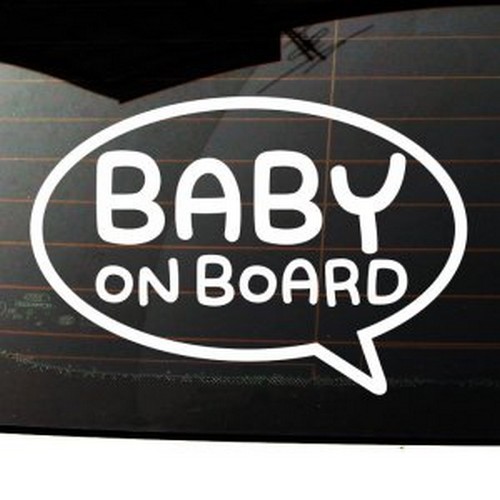 뭉키월드 말풍선 원형 Baby On Board 스티커 LSC-841 [화이트]