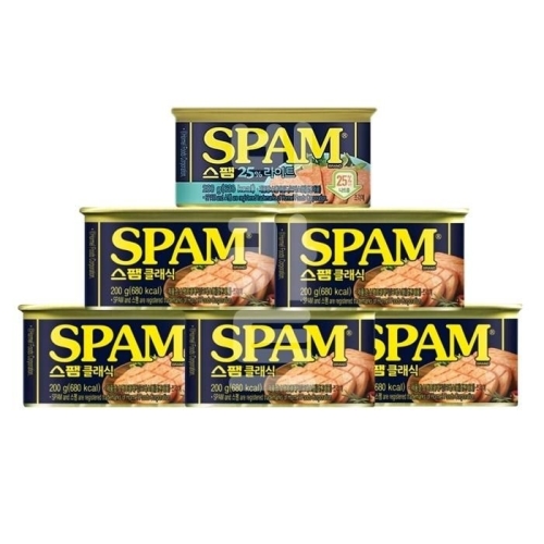 CJ제일제당 스팸 클래식 200g 5개 + 스팸 25% 라이트 200g 1개