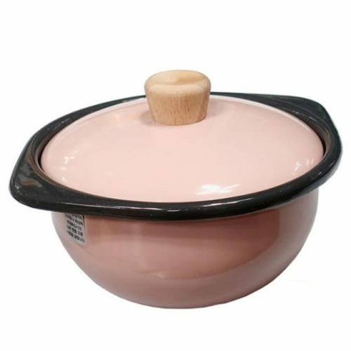 후지호로 뚝배기 찌게 법랑 인덕션 뚝배기 핑크 15cm_이미지