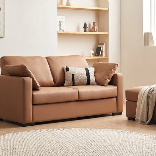 채우리 푹쉼 클로드 가죽 소파 3인용 (스툴포함)_이미지