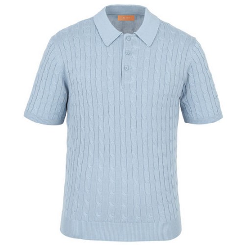 김영주골프 꽈베기 패턴 쿨 카라넥 반팔 골프 니트 DPMMTS32_이미지