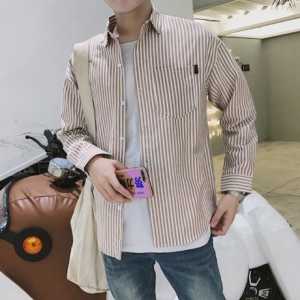 [불명] W4713F9 남성용 패션의류 봄옷 가을옷 긴팔 세로줄 남방 셔츠_이미지