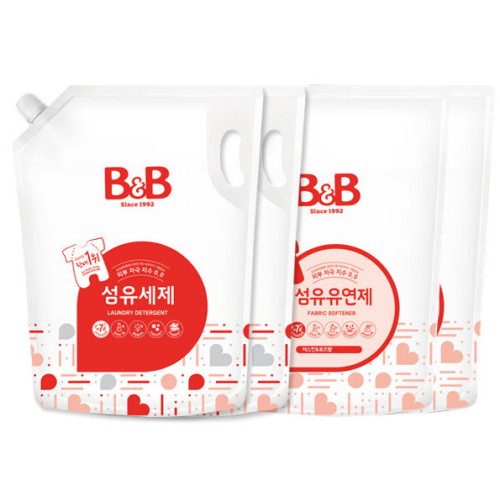 비앤비 ㅤ섬유세제 리필 1.8L x 2개 + (섬유유연제 1.8L x 2개) (1세트)_이미지