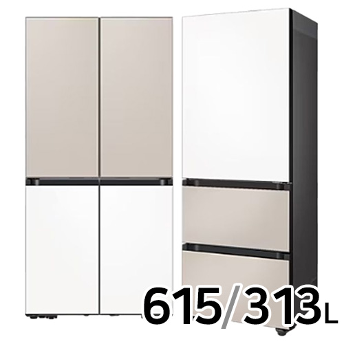 삼성전자 비스포크 키친핏 새틴 RF60DB9KF1AP (베이지+화이트) + RQ33C7441AP (화이트+베이지)