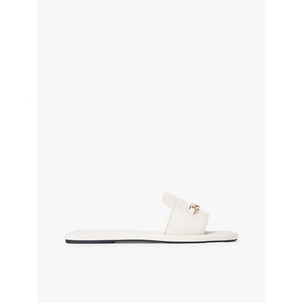 타미힐피거 우먼 TH 모노그램 홀스빗 Flat 레더 뮬 소프트 크림 FW0FW09336AEO_이미지