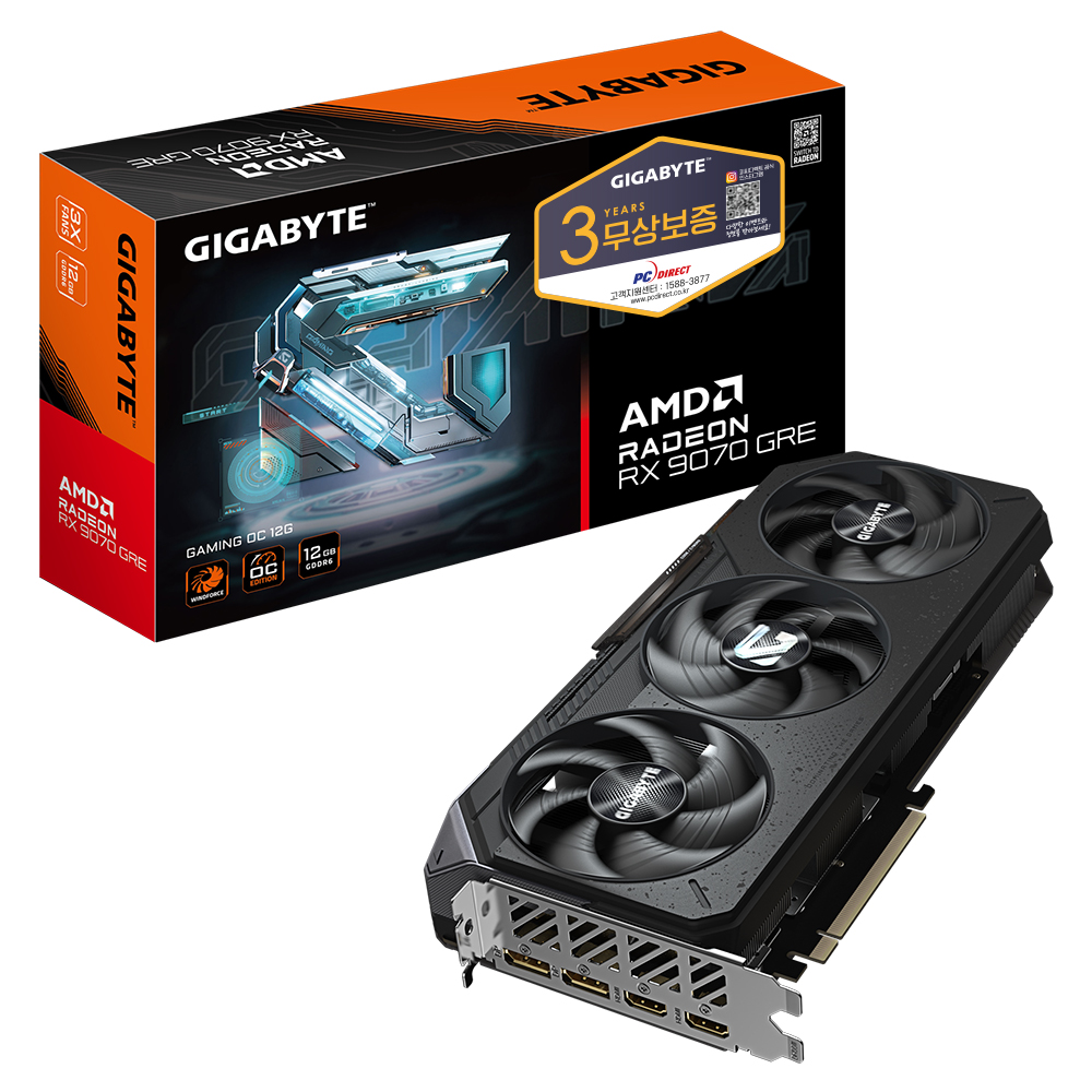 GIGABYTE 라데온 RX 9070 GRE GAMING OC D6 12GB 피씨디렉트