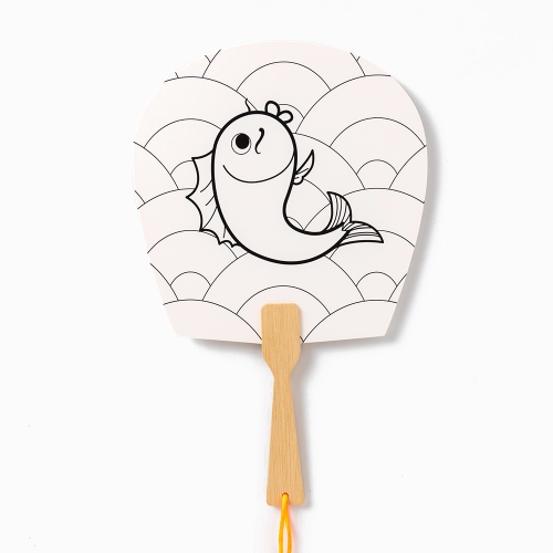 민화샵 무지 캐릭터 부채 전통 단오 꾸미기 만들기 입문형 물고기 SDPPP0034_이미지