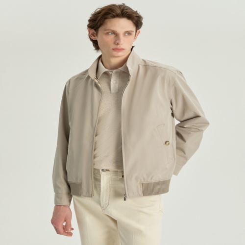 베이지 폴리코튼 하우스체크 헤링턴 점퍼 DMJU6A034I2_이미지