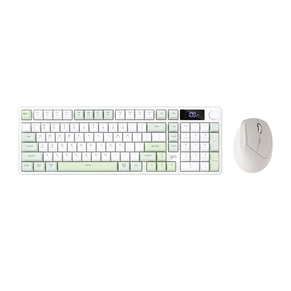 지클릭커 OFFICEPRO WMK600 사일런스 M LCD 98 무선 키보드 마우스 세트 (Greenwich)_이미지