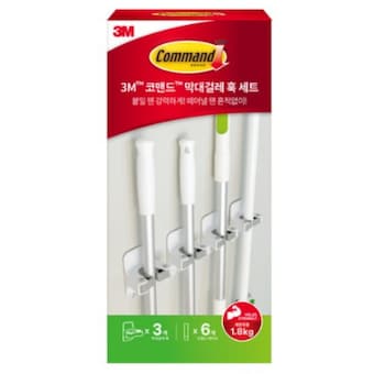 3M 스카치브라이트 코맨드 막대<b>걸레</b> 훅 세트