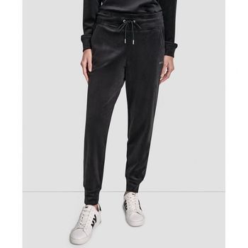 DKNY 우먼 플래티넘 Velour Rhinestone 로고 슬림 핏 Joggers Poseidon 23543030 978831_이미지
