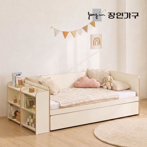 장인가구 로빈 데이베드 슬라이드 2단침대 SS+책장2개