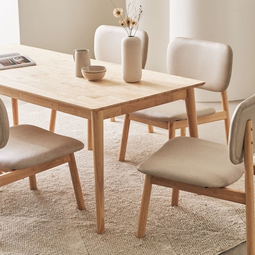 장인가구 칸토르모노 패밀리 원목 낮은 식탁 1400 (의자2개+벤치1개)_이미지