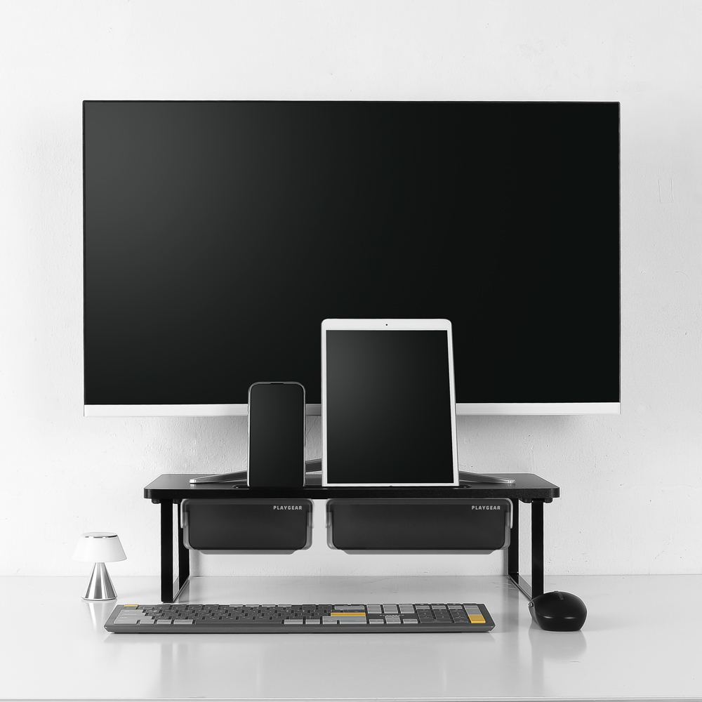 플레이기어 싱글 모니터 받침대 폰 겸용 높이14cm 모바일거치식 블랙_이미지