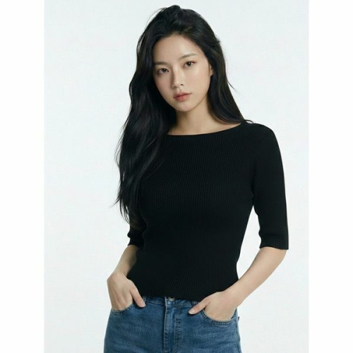 립 씨 /씨 라운드 5부 니트 블랙 SIUCD9907_이미지