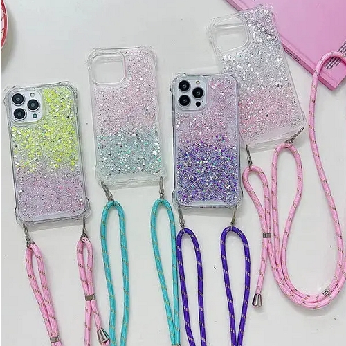 수나르 아이폰16e 바디 스트랩 투톤 글리터 범퍼 케이스_이미지