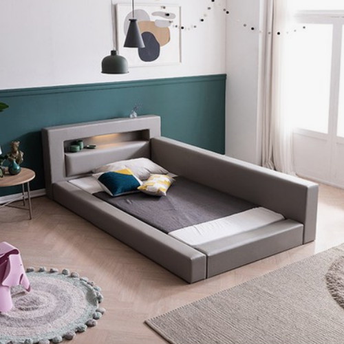 삼익가구 토리노 밸런스 가죽 LED침대 SS (매트별도)_이미지