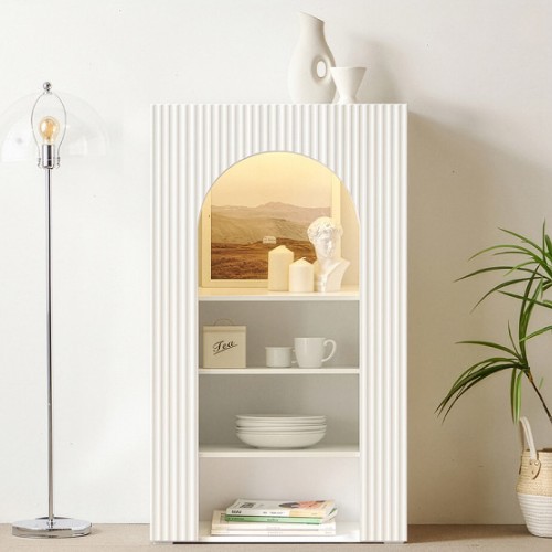 동서가구 순백 템바보드 LED 슬림 3단 높은형 수납장 600_이미지