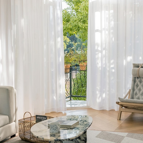 사라하우스 비침없는 도톰차르르 높이조절 나비주름형 쉬폰커튼 (180x220cm)_이미지