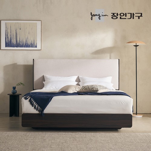 장인가구 까르뎅차콜 패브릭 호텔 평상형 LED침대 LK (매트별도)_이미지