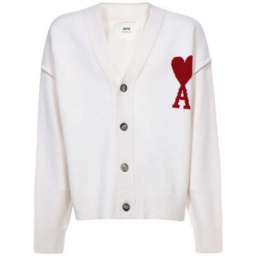 AMI 빅하트 로고 가디건 BFUKC006 018 (154, 오프 화이트)_이미지