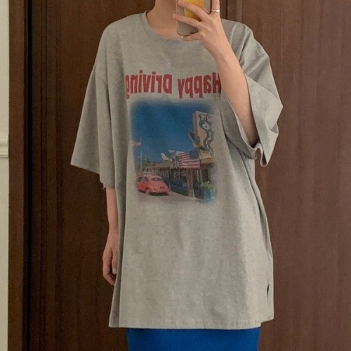 아이우먼 해피프린팅라운드반팔티 MOT962M503 빅사이즈